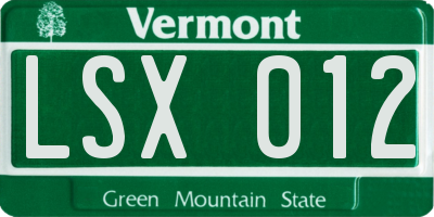 VT license plate LSX012
