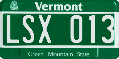 VT license plate LSX013