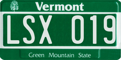 VT license plate LSX019