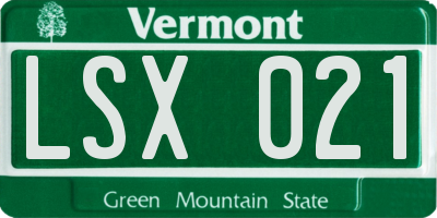 VT license plate LSX021
