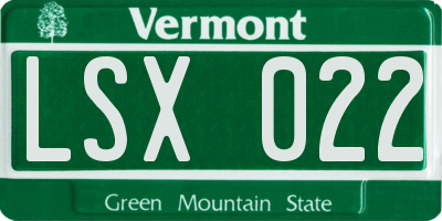VT license plate LSX022