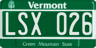 VT license plate LSX026