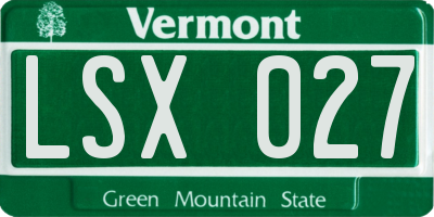 VT license plate LSX027