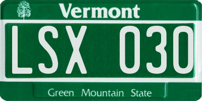 VT license plate LSX030