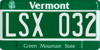VT license plate LSX032