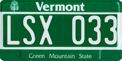 VT license plate LSX033