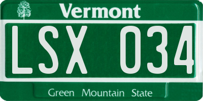 VT license plate LSX034