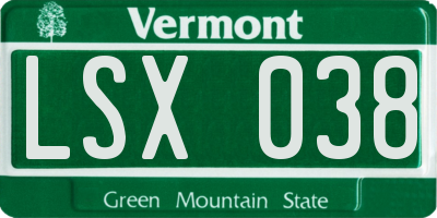 VT license plate LSX038