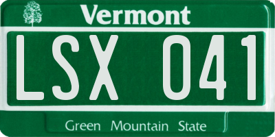 VT license plate LSX041