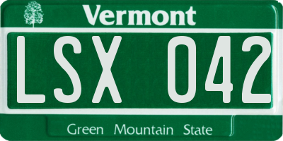 VT license plate LSX042