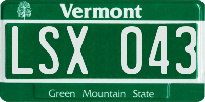 VT license plate LSX043