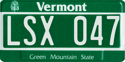 VT license plate LSX047