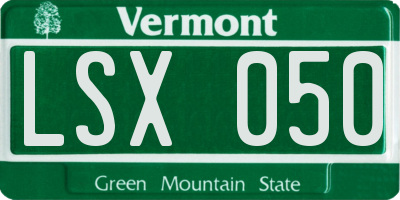 VT license plate LSX050