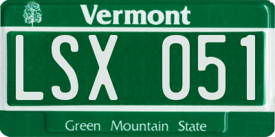 VT license plate LSX051