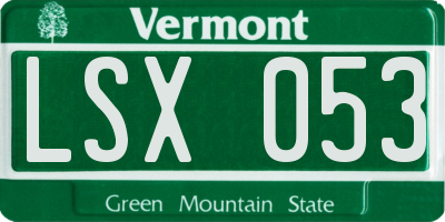 VT license plate LSX053