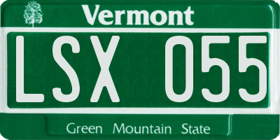 VT license plate LSX055