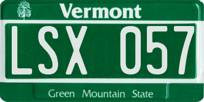 VT license plate LSX057