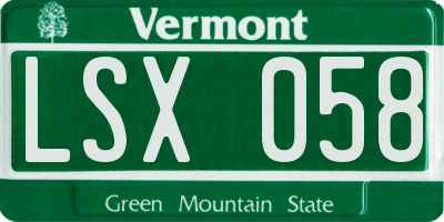 VT license plate LSX058