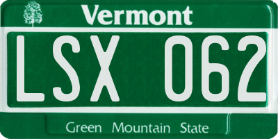 VT license plate LSX062