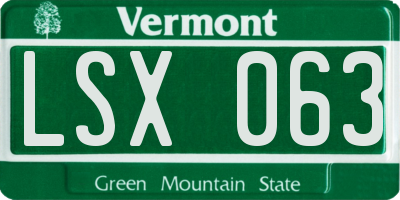 VT license plate LSX063