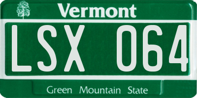 VT license plate LSX064