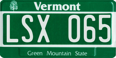VT license plate LSX065