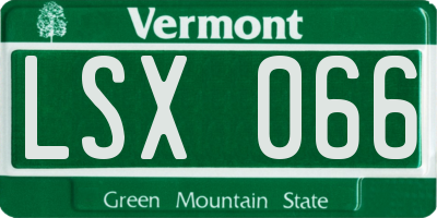 VT license plate LSX066