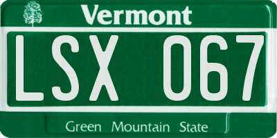 VT license plate LSX067