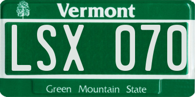 VT license plate LSX070
