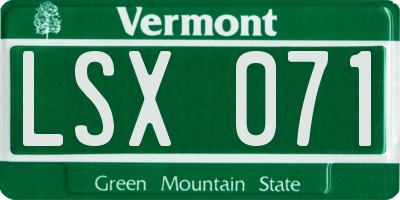 VT license plate LSX071