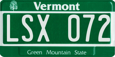 VT license plate LSX072