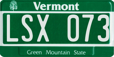VT license plate LSX073