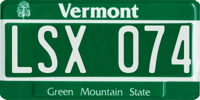 VT license plate LSX074