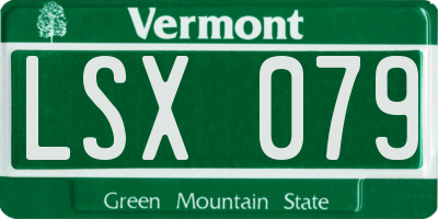 VT license plate LSX079
