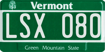 VT license plate LSX080