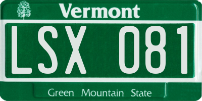 VT license plate LSX081
