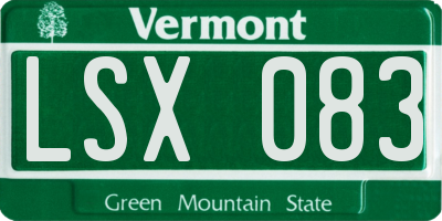 VT license plate LSX083