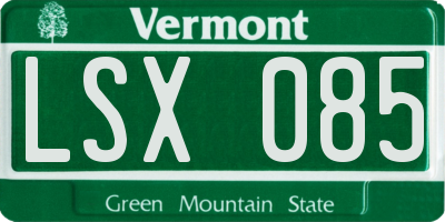 VT license plate LSX085