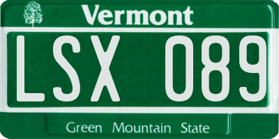 VT license plate LSX089