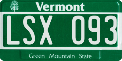 VT license plate LSX093