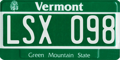 VT license plate LSX098