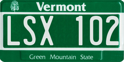 VT license plate LSX102