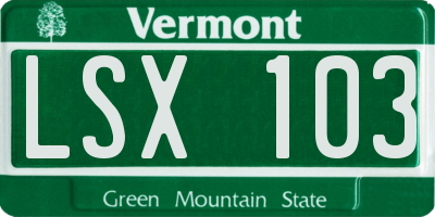 VT license plate LSX103