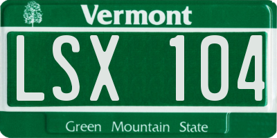 VT license plate LSX104