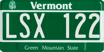 VT license plate LSX122