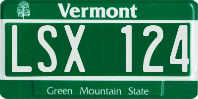 VT license plate LSX124