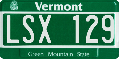 VT license plate LSX129