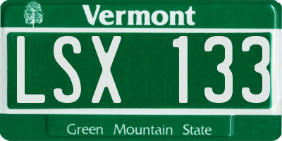 VT license plate LSX133