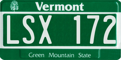 VT license plate LSX172