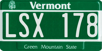 VT license plate LSX178
